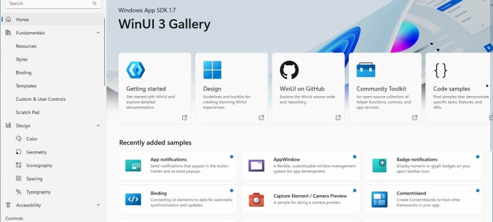 The WinUI 3 gallery is an official demonstration of the UI framework