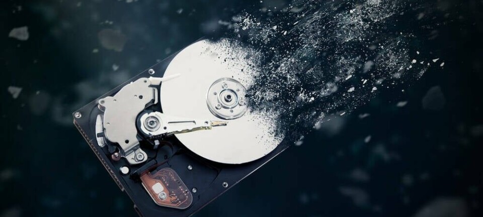 Illustration of a hard disk drive disintegrating