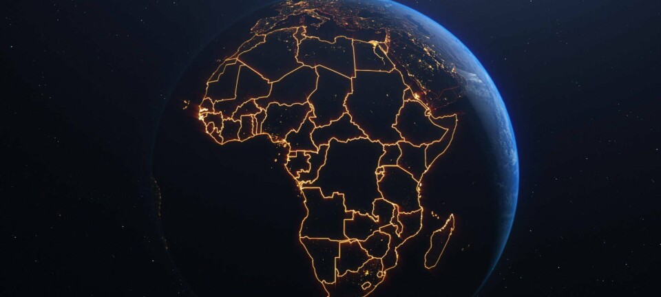 A view of Africa from space, with nation borders highlighted