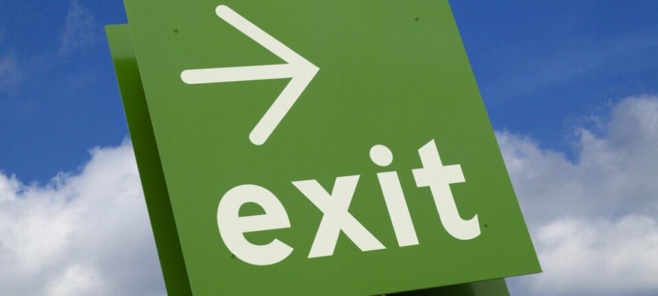 Exit sign with clouds