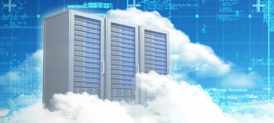 Illustration of racks of servers and storage systems in the cloud