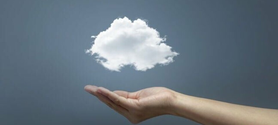 A cloud hovers above a hand