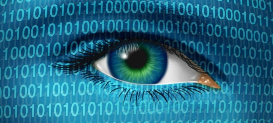 Illustration of an eye looking at you through binary numbers