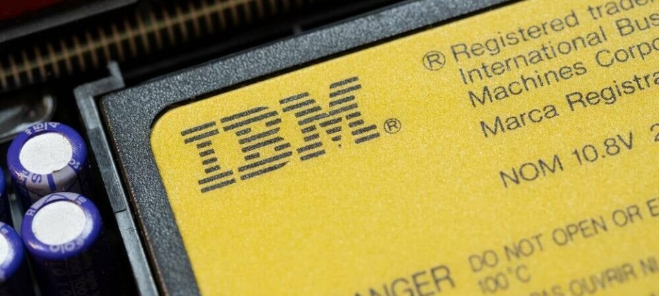 Close up of the IBM logo on some equipment