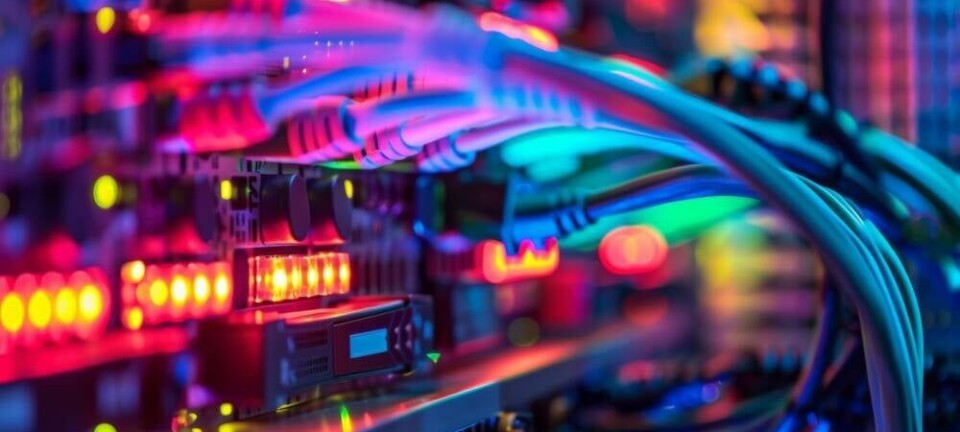 neatly assembled network cables lights