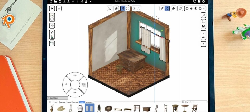 A mock up of Blender running on a tablet