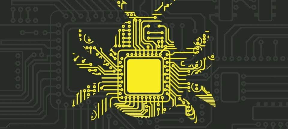 Illustration of a bug over some computer circuit board diagrams