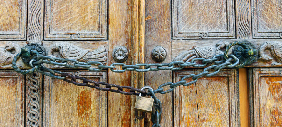 A locked and chained door