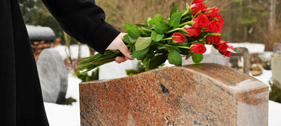 Laying flowers at a grave