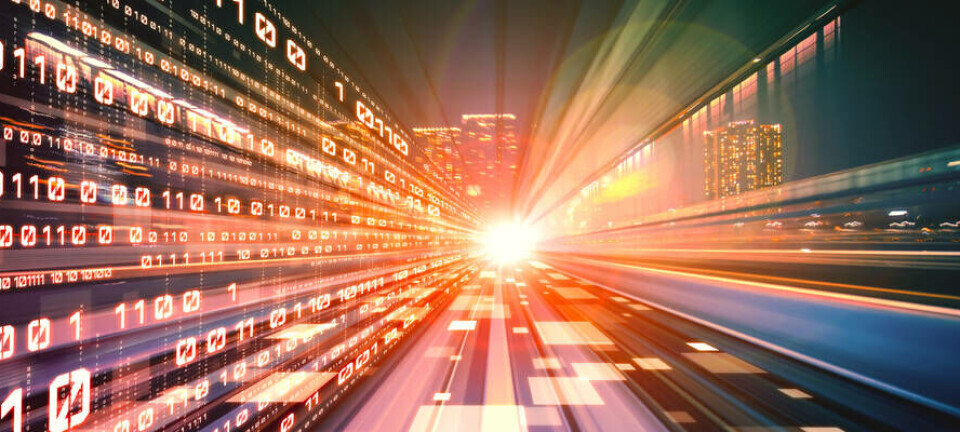 Abstract illustration of data streaming across a cityscape-like network