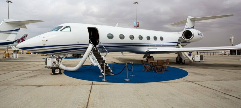 A Gulfstream Aerospace G500 / G550 private jet on a runway