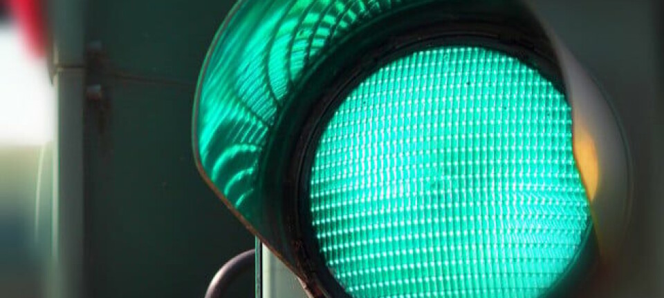 Closeup of green traffic light