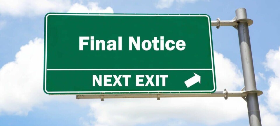 Final notice street sign with cloud