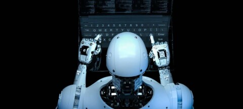 A robot doing some coding