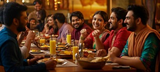 People enjoying a meal in India