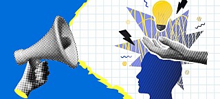 Trendy graphic illustrating communications skills