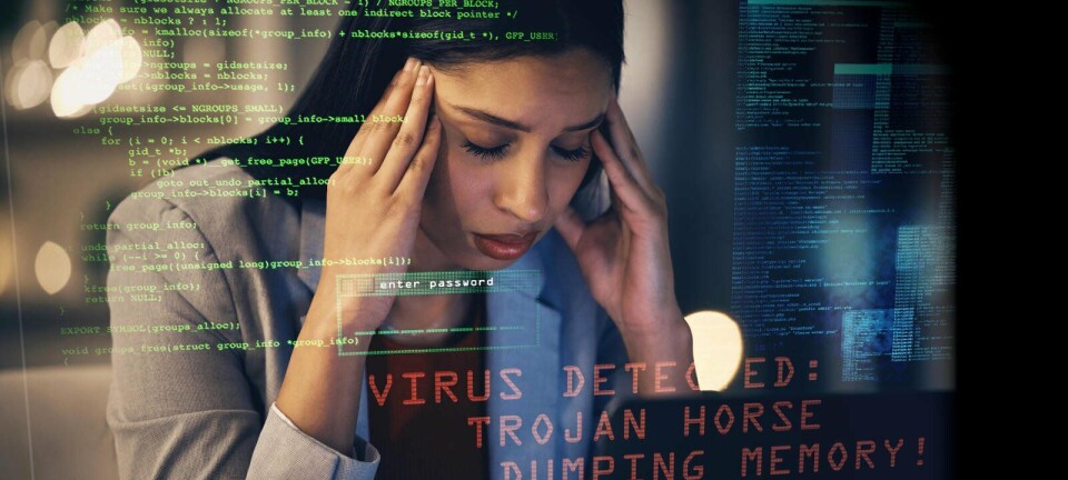 Someone looking stressed out over cybersecurity