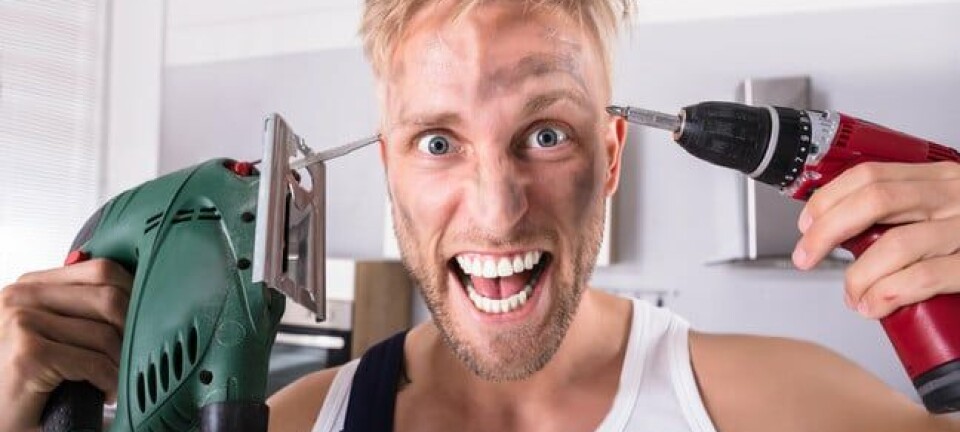 Crazy guy with power tools