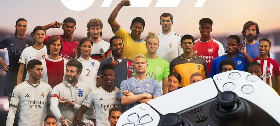 A PlayStation controller in front of an EA game