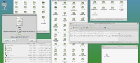 DCS with lots of Caja (née Nautilus file manager) windows open.