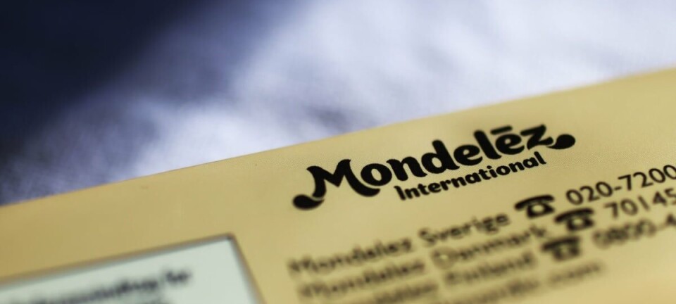 Mondelēz on back of snack wrapper