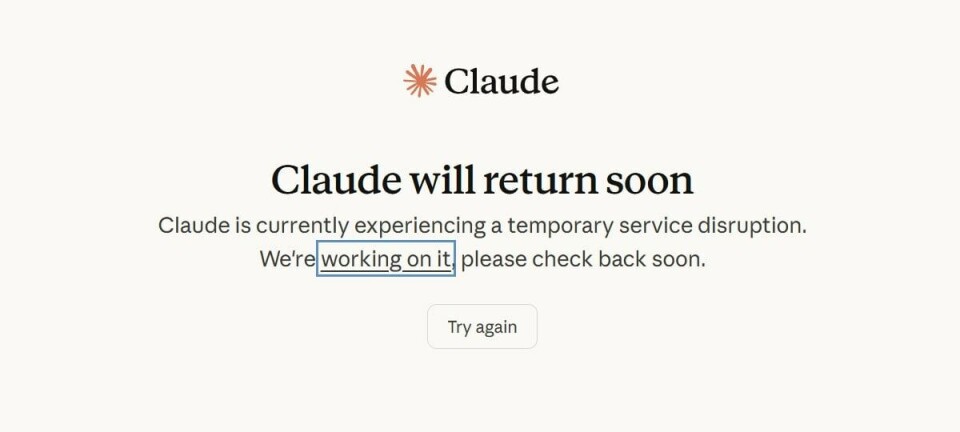 Claude error message