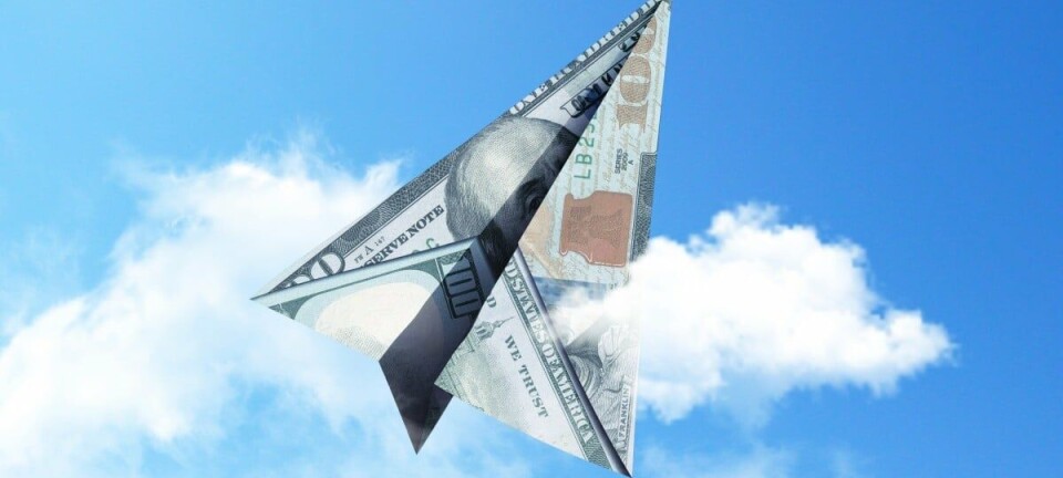 $100 paper aeroplane in the cloud