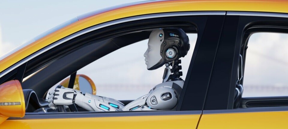 Robot driving a car