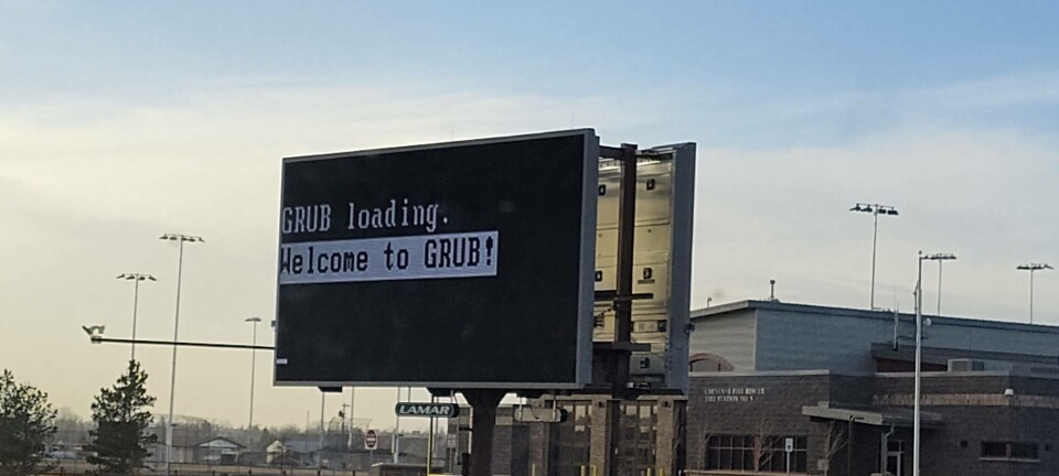 A billboard showing a GRUB message