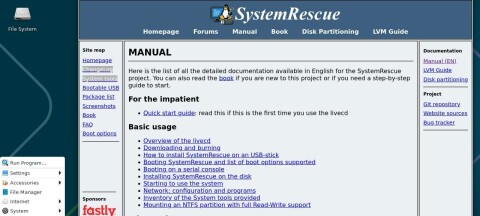 SystemRescue 13 has a bunch of handy tools – and a full manual built right in