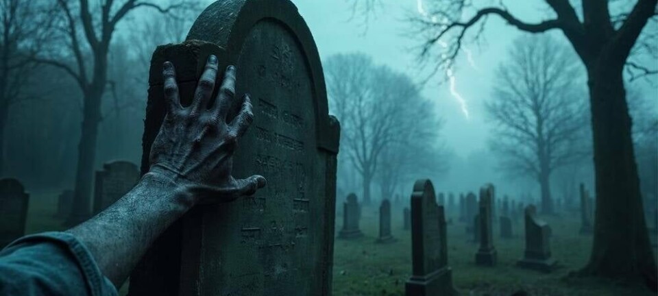 Graveyard with zombie hand