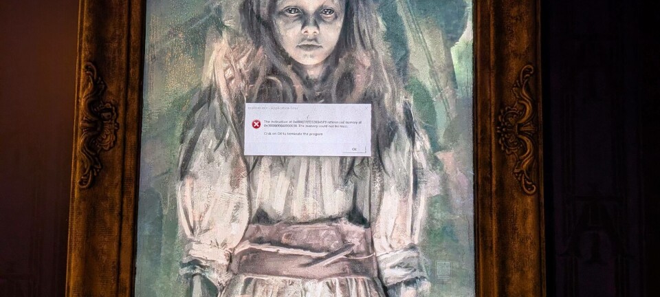 Windows error appearing on a portrait of a girl after a ghost train ride
