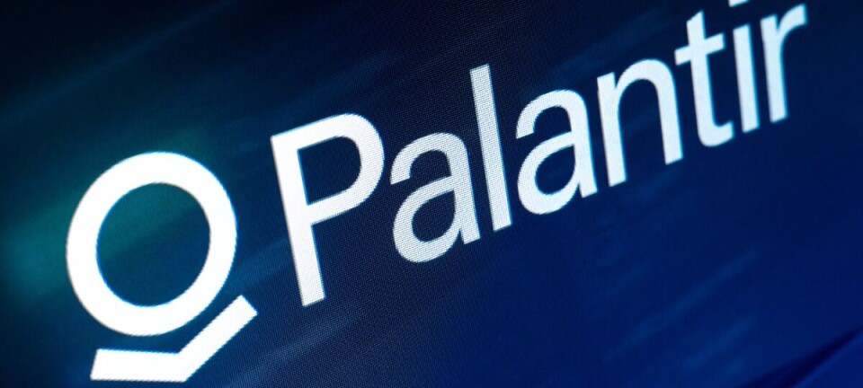 Palantir logo on a dark blue screen.
